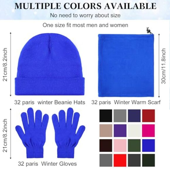 96-Piece Winter Hat Gloves Scarf Set Bulk Knit Fleece Adult Unisex main image 6